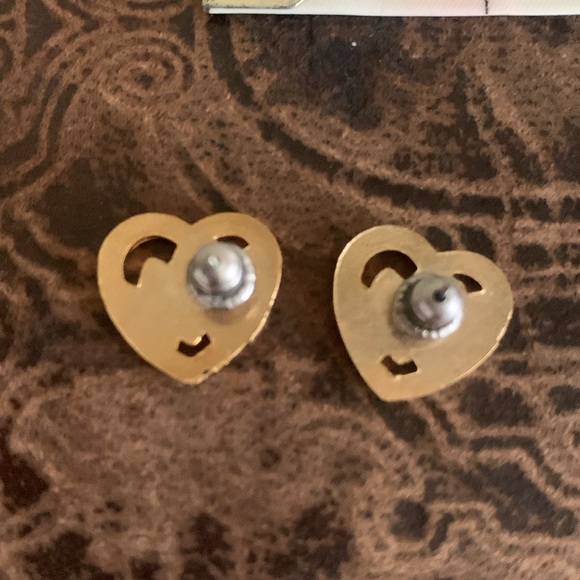 Heart Shaped Floral Earrings art deco vintage - Picture 3 of 3